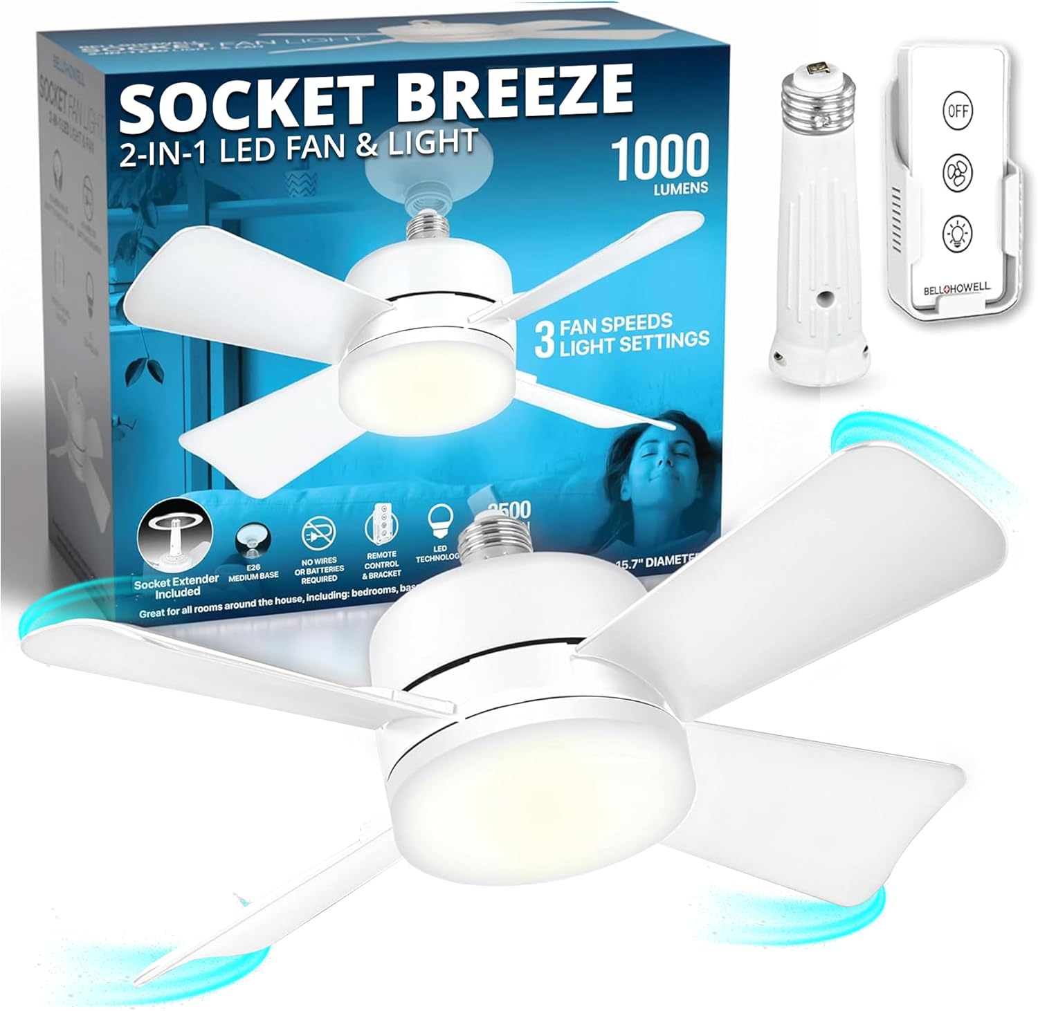 Socket Breeze LED Light & Fan | Bell+Howell – SocketBreeze